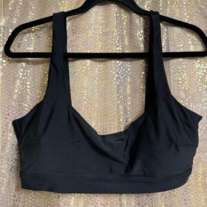 Aerie Black Scoop Neck Bikini Top Square Back Swim Pool Beach XL NWOT
